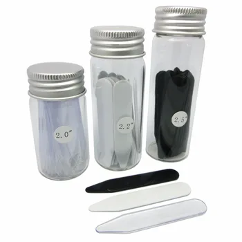 

SHANH ZUN 48 Pcs Hard Plastic Collar Stays Clear White Black for Men Shirts 3 Various Sizes In Clear Glass Boxes