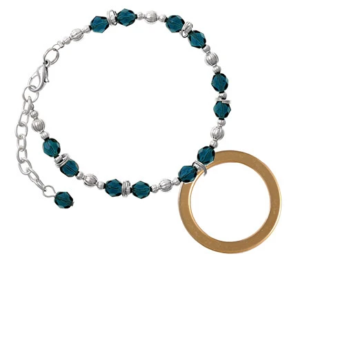 Acrylic 1 1/2 Ring Goldtone Navy Blue Beaded Bracelet