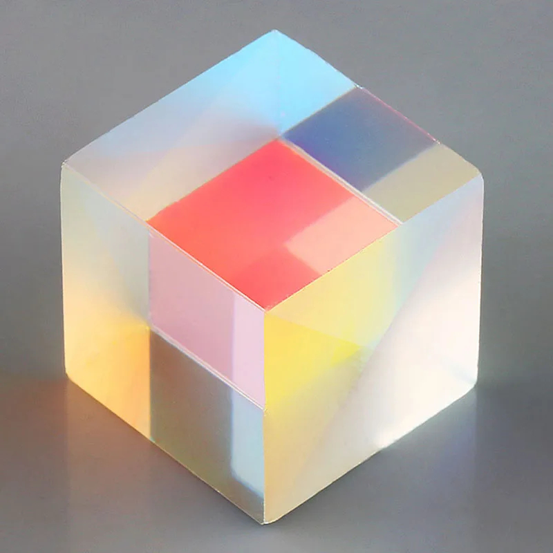 Optical Glass 20mm Combiner Cross Dichroic RGB Colorful X-Cube Prism Physics Teaching Tool