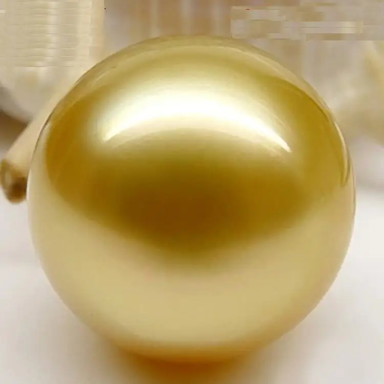 

Free shipping Huge 15mm natural south sea genuine gold round loose pearl undrilled