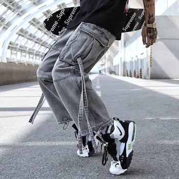 

New Black Blue Baggy Men Straight Loose Pant Big Size M-XL Loose Style Jeans