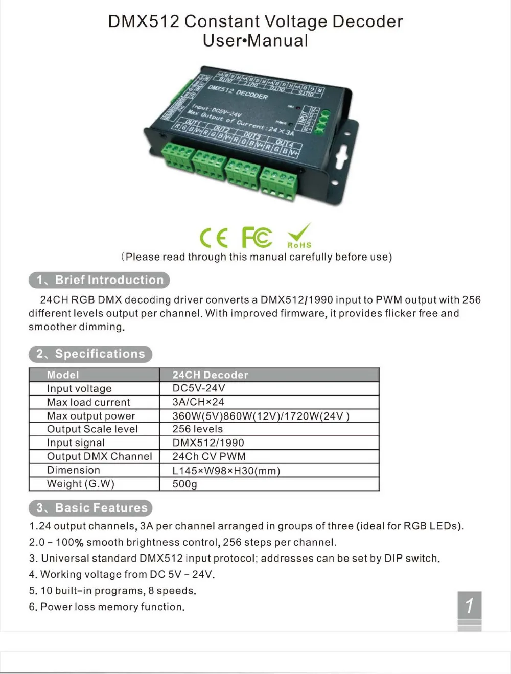 Высокая мощность 24 канала 3A/CH DMX512 контроллер светодиодный декодер диммер DMX 512 RGB контроллер светодиодной ленты DMX декодер диммер драйвер для