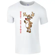 Rudolf Merry Christmas Glitter Nose T-Shirt – Retro Rudolph Unisex Mens Gift Top Custom Made Good Quality T Shirt
