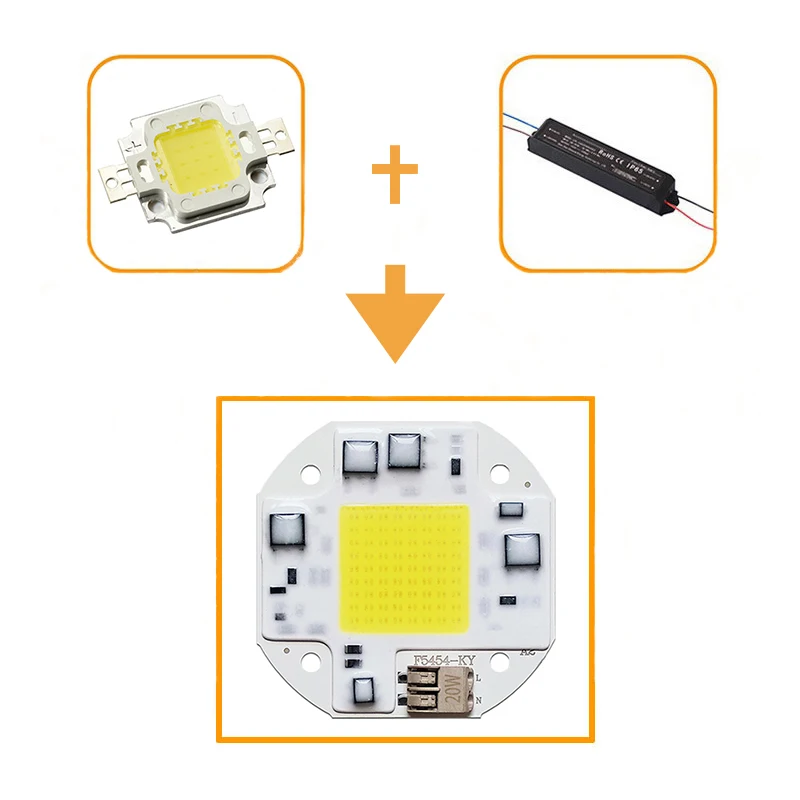Светодиодный светильник с чипом COB, умный IC светодиодный s лампочка, переменный ток, 110 В, 220 В, 20 Вт, 30 Вт, 50 Вт, теплый белый лампада, лучевой прожектор, матричный светодиодный, сделай сам