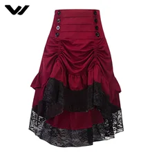 Skirts Womens Vintage British Style High Waist Ruffles Tartan Skirt Womens Asymmetrical Lace Tight-Fitting Hip Skirt