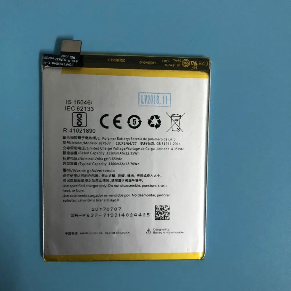 

OriWood Mobile Phone Battery For Oneplus 5 5T One Plus 1+5T 5 3300mAh Li-Polymer Batteries BLP637 Rechargeable Accumulator