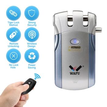 

WAFU WF-018 Wireless Remote Control Lock Security Invisible Keyless Door Entry Intelligent Lock Zinc Alloy Metal