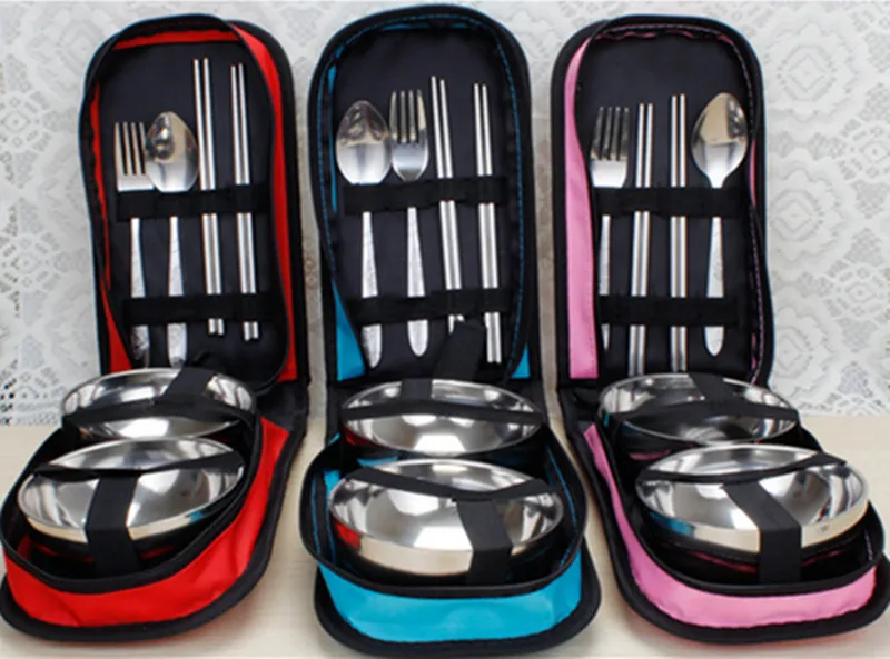 

Portable Spoon Chopsticks Bowls Two People Using Outdoor Tableware Set Folding Picnic Trips Outdoor Supplies Picnic Lunch Box