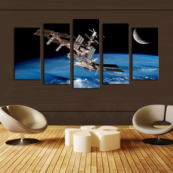 

Unframed 5 Pcs Satellite Space Landscape Picture Print Painting Modern Canvas Wall Art for Wall Decor Home Decoration Artwork