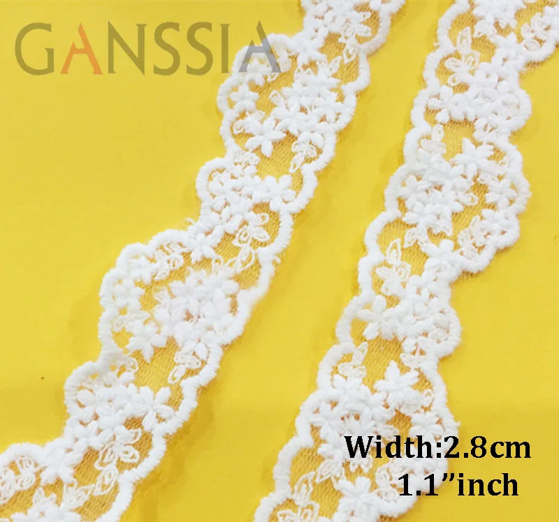 

Width:2.8cm Good quality white color flower lace,trim lace for garment, cotton lace for DIY, scrapbooking(ss-340)