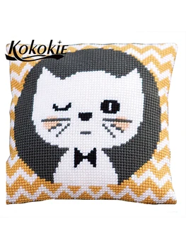 

diy handicraft embroidery yarn pillowcase cushion mats embroider needlework kits cartoon cross stitch fabric throw pillow kits