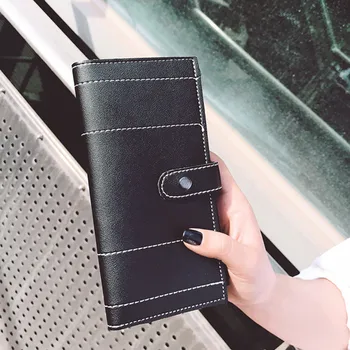 

Women Wallet Solid Color PU Leather 2 Fold Long Purse for Ladies New