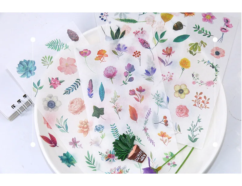 6 листов/упаковка Kawaii домашний Декор наклейки милые цветы наклейки прекрасные бумажные наклейки для детей сделай сам Дневник в стиле Скрапбукинг фото Ablums