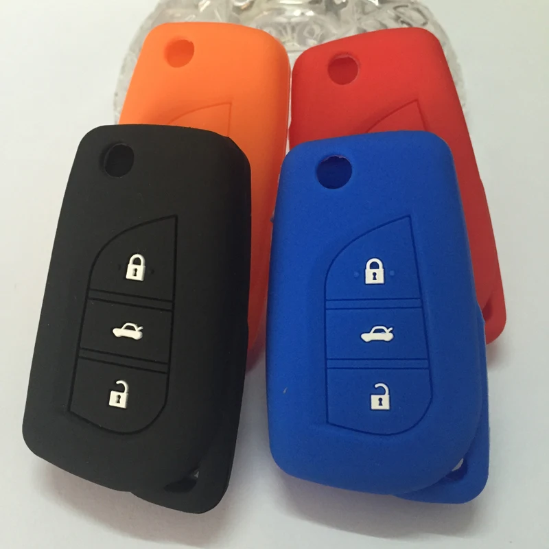 Silicone car key case Holder Remote Fob case cover For Toyota Yaris Reiz Carola Rav4 for