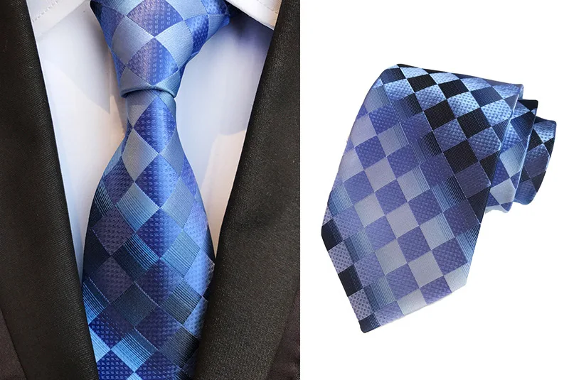 Роскошные 8 см Для мужчин классический галстук шелковый галстук из жаккардовой ткани, в мелкую клетку, с полосатый Cravatta галстуки человек деловой, для жениха аксессуары для галстуков - Цвет: KT248