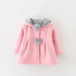 Куртка для маленьких девочек Повседневное верхняя одежда с капюшоном пальто для девочек зимняя одежда для детей Куртки для маленьких