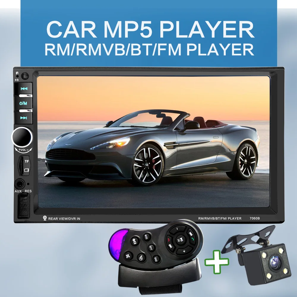 7060B 7 Inch Bluetooth TFT Screen font b Car b font Audio Stereo MP4 Player 12V