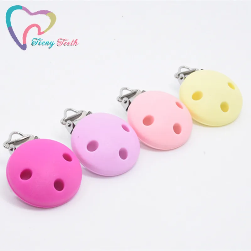 Teeny Teeth 20 PCS BPA Free Silicone Round 3 Holes Dummy Teether Pacifier Chain Clips DIY Baby Soother Nursing Toy Accessories