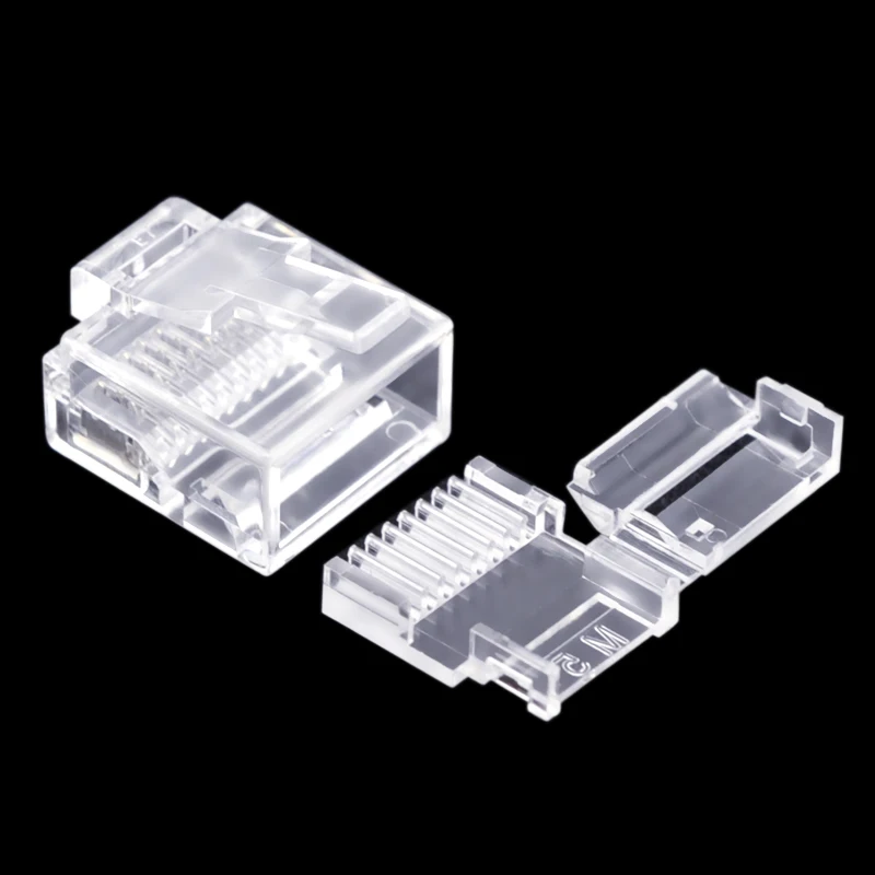 Cncob-conector de Rede Modular Utp Corpo Curto Peças Cabo Plano Rj45 8p8c Ficha de Computador 50 Pcs - Imagem 5