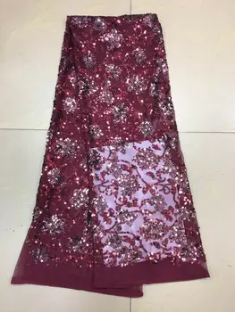 

New African Tulle lace fabric high quality guipure cord lace Fabric CiCi-81004 with sequins