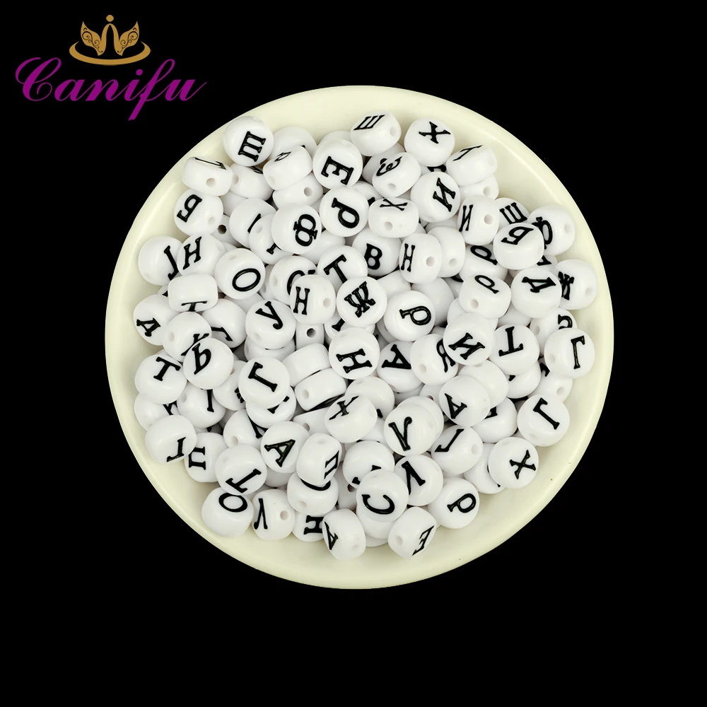 Canifu 4*7 мм случайные смешанные белые русские буквы Алфавит Акриловые круглые бусины для самостоятельного изготовления ювелирных изделий браслет 300 шт./лот