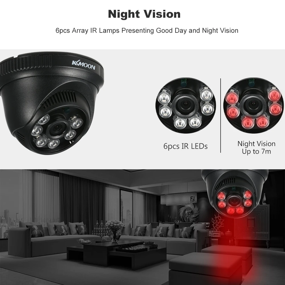 KKmoon 1080 P AHD Купол CCTV Камера 2.0MP 6 шт. Массив ИК-светодиодов Ночное видение IR-CUT домашние безопасности