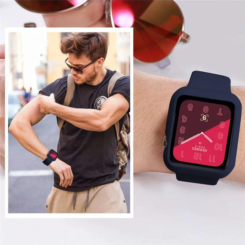 Wristbands for Apple Watch Band 40mm 44mm with TPU Case Soft Sport Silicone Strap for iWatch Series 4/3/2/1 Edition Bracelet Wristbands for Apple Watch Band 40mm 44mm with TPU Case Soft Sport Silicone Strap for iWatch Series 4/3/2/1 Edition Bracelet