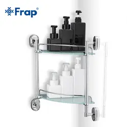 Frap 1 комплект Ретро стиль настенные аксессуары для ванной комнаты со стеклянной двухуровневой полка для ванной Корзина для шампуней