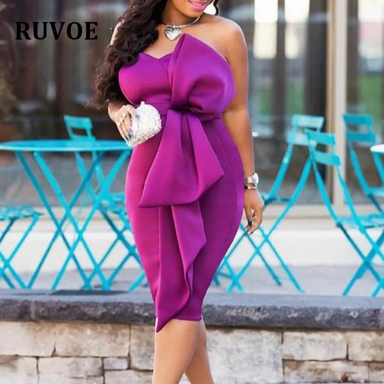 

Women Tube Dress Bodycon Evening Strapless Big Bow Dress Party Sexy Dinner Clubwear Ladies Slim Tunics Elegant Tight Dress EN191