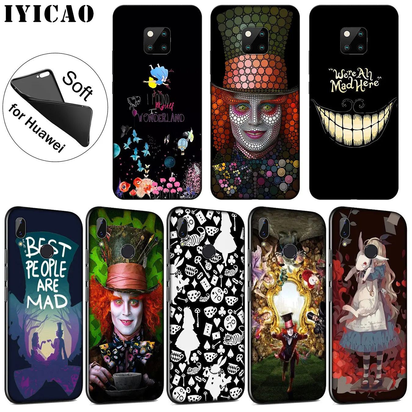 IYICAO Alice in Wonderland Soft Silicone Phone Case for Huawei Mate 30 20 10 Pro Nova 5I 5T 5 4 4E 3i 3 2i Lite Smart |