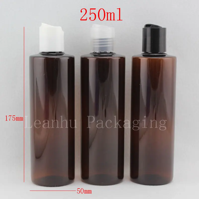 Download 250ml X 25 brown bottle with disc top cap,cosmetic bottle,for liquid and lotion ,PET bottles for ...