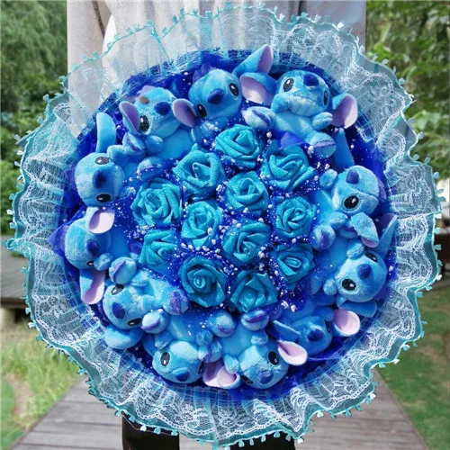 Lovely Cartoon Stitch Plush Toys Stitch Bouquet with Artificial Flowers For Valentine's Day Wedding Party Decoration - Цвет: big bouquet