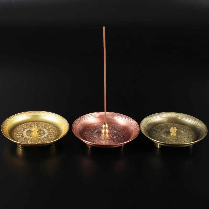 

High Quality Kirsite Aromatherapy Plate Incense Burner Plate Buddhist Puja Smoke Basin With Size 10.0x2.6cm Daily Use Or Worship