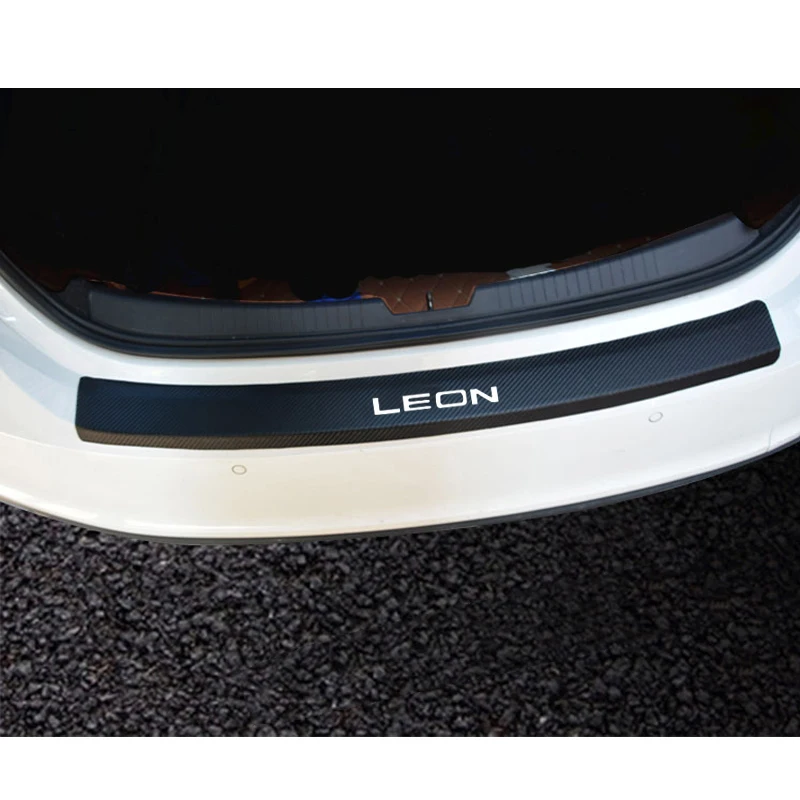 Для Seat Leon искусственная кожа углеродное волокно Стайлинг после охраны заднего бампера багажник защитная пластина автомобильные аксессуары
