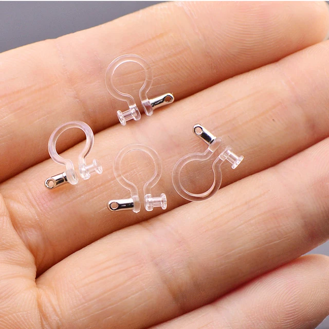 Invisible Clip on Earrings Nonpierced Stainless Steel with Loop Insert  Hole Clip DIY Findings Plastic Clear U Shape Earring  AliExpress