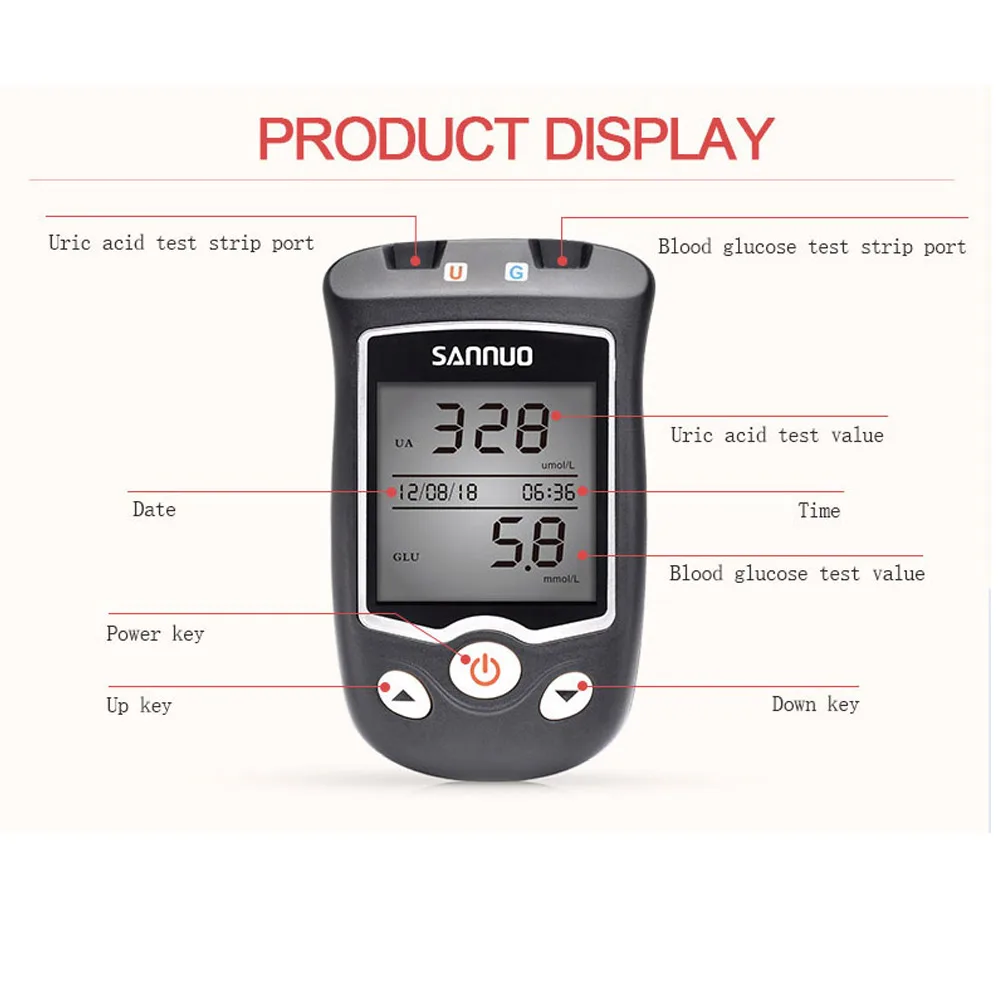 Sinocare EA-11 мочевой кислоты и глюкозы в крови тест ing Meter Kit mmol/L и 50 тест-полоски для глюкозы 30 полоски для мочевой кислоты тест на диабет er