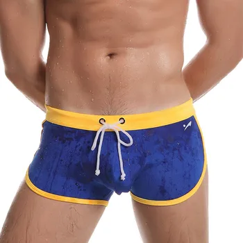 

2018 New Men Swimwear Sexy trunks Low waist Pocket Shorts Boxers suit Men soft comfortable Swimsuit man