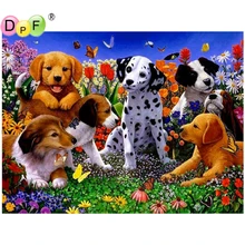 DPF полная квадратная Алмазная вышивка на заказ 5D DIY Алмазная картина собаки семейный мозаичный узор рукоделие Декор