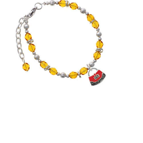 Red Purse Yellow Beaded Bracelet