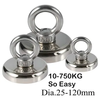 

Super Magnet Fishing Search Neodymium Dia 25-136mm Lifting Clamping Powerful Steel Hook Deep Sea Salvage Treasure Holder deposit