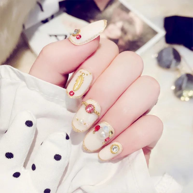 24 шт женские летние пляжные Модные поддельные ногти Свадебные Имитация Жемчуга Красота накладные ногти DIY блеск арт, наклейки для ногтей