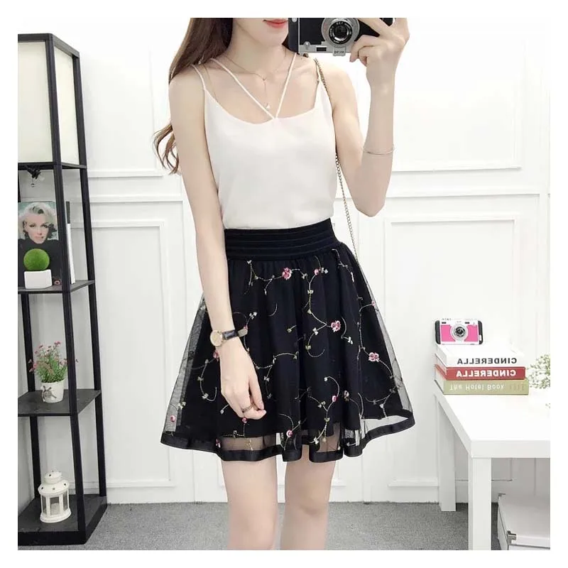 2018_printed_floral_A-line_skirt_mini_black_white_women_skirts_summer_flared_tutu_sexy_midi_plus_size_girl_clothes_Femmem_1