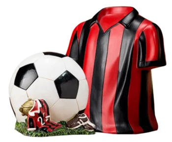 

Popular Money Box Resin Milan Soccer Uniform Coin Money Box Home Decoration Gift Football Piggy Bank Boys Birthday Gift LFB656
