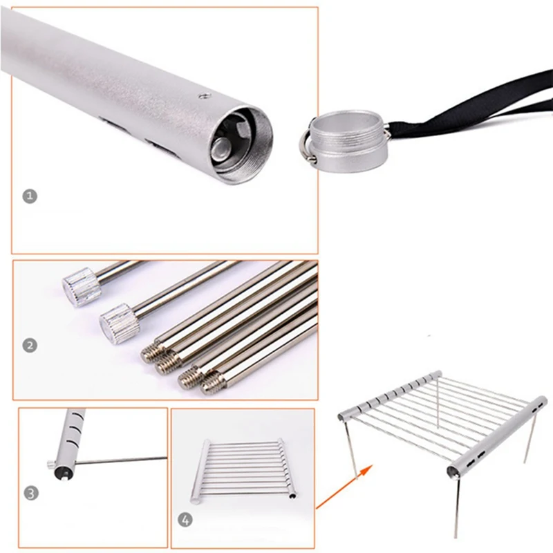 Fácil desmontaje de grado de alimentos de acero inoxidable barbacoa Parrilla de carbón de Camping al aire libre barbacoa portátil Mini estufa de cocina Fácil desmontaje de grado de alimentos de acero inoxidable barbacoa Parrilla de carbón de Camping al aire libre barbacoa portátil Mini estufa de cocina