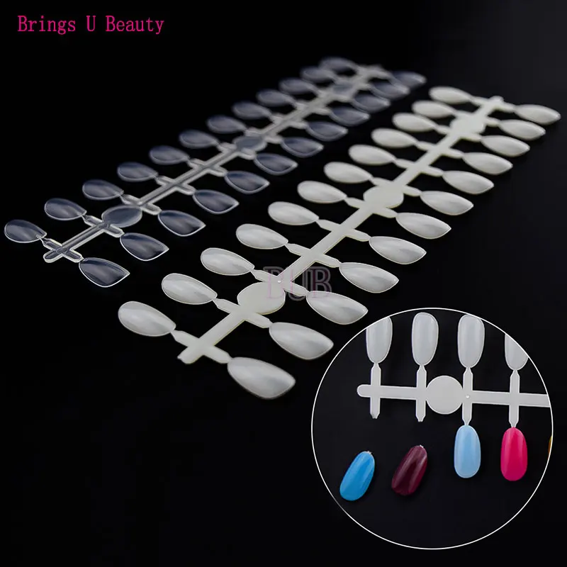 

240pcs Hollow Small Size Oval False Nail Tips for Polish Gel Color Display Chart Book Practice Nail Salon Accessory