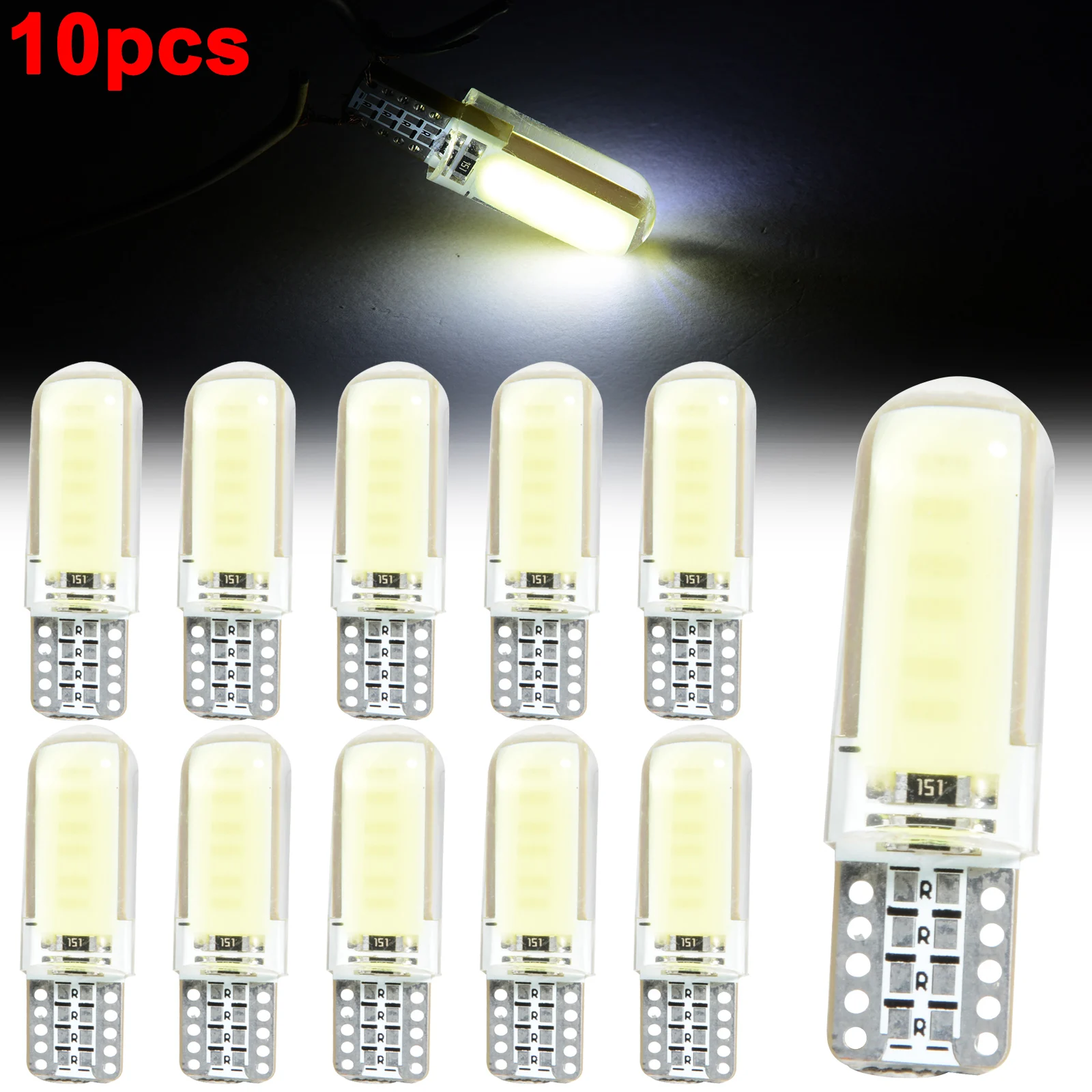 

10Pcs/Lot T-10 Car 12 Led COB White Bulb Canbus Interior High Power Led Light Bulbs Fog Lamp Light Bulb New