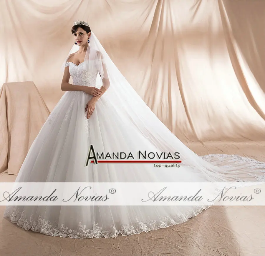 Amanda Novias Настоящее белое свадебное платье vestido de noche не с вуалью