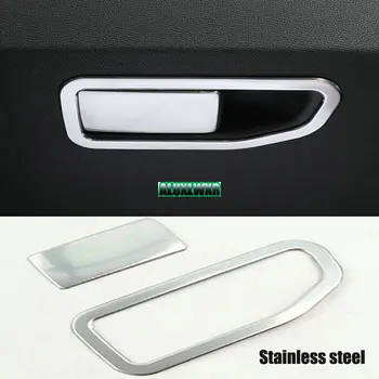 

for Peugeot 4008 5008 2017 Co-pilot storage box swith paillette stainless steel cover trim storage bins interior decorative 2PCS