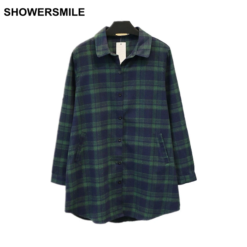 Online Buy Wholesale Green Plaid Shirt Womens From China Green SHOWERSMILE Plaid Shirt Women Green Checkered Shirt 4XL Plus Size Cotton Blouse Autumn Loose Long Sleeve - Online Buy Wholesale Green Plaid Shirt Womens From China Green