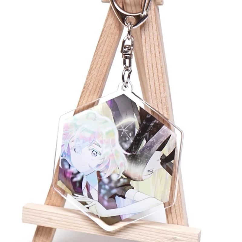 Anime Houseki No Kuni Phosphophyllite Cinnabar Diamond Pendant Keychain Keyring Key Rings New double sided Key Chains (7)